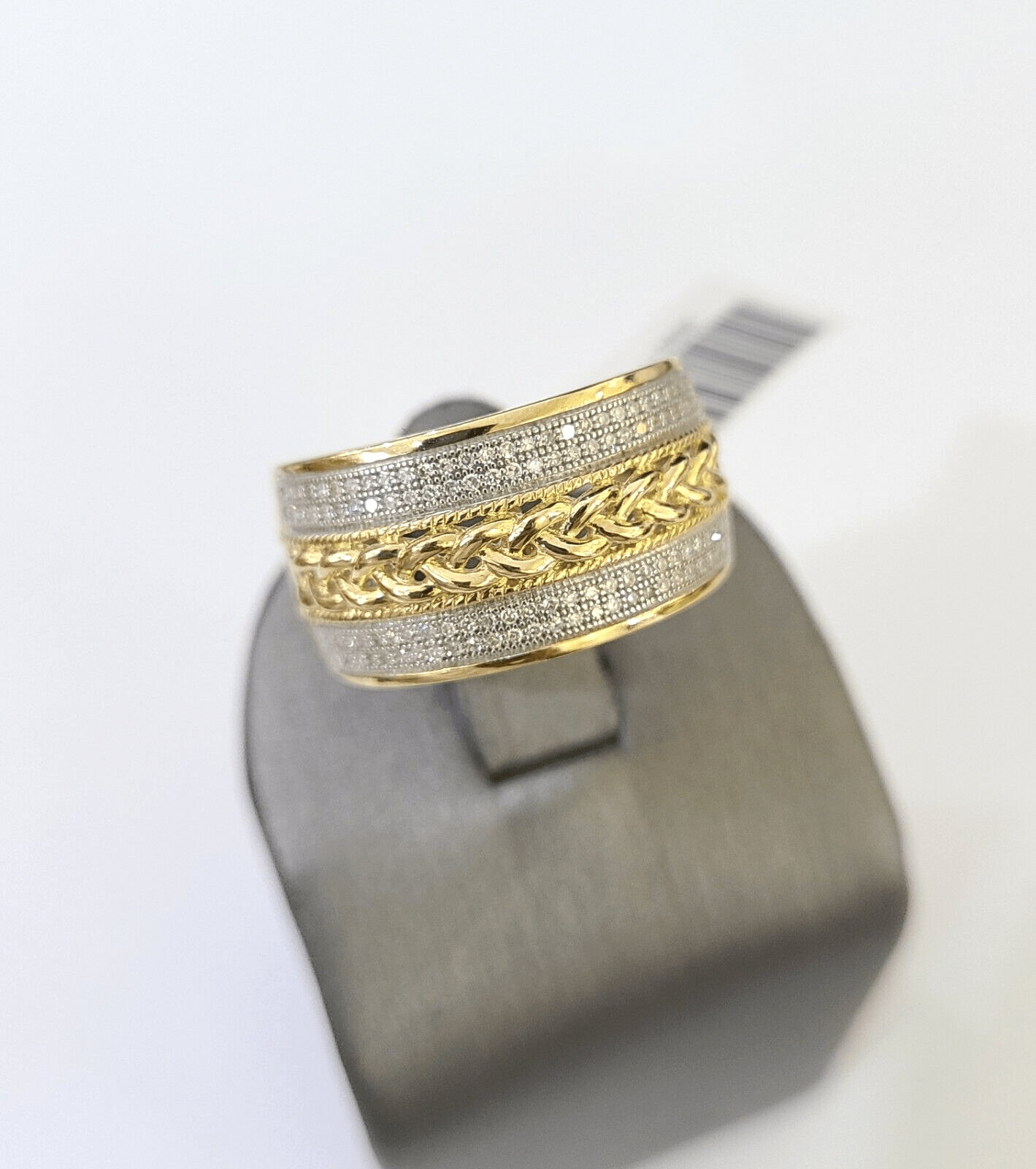 Real 10k Yellow Gold Diamond Mens Ring Band Wedding Genuine Natural - GoldenlinQ